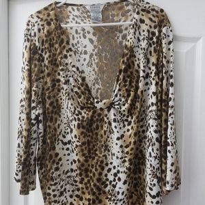 Womens plus size low cut animal print top 22W/24W
